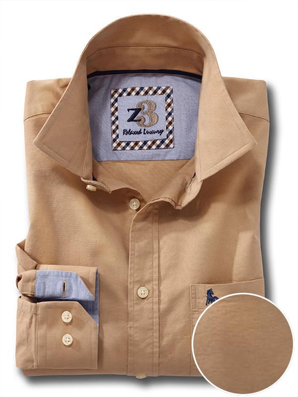 Eddie Beige Solid Full sleeve single cuff   Cotton Shirt