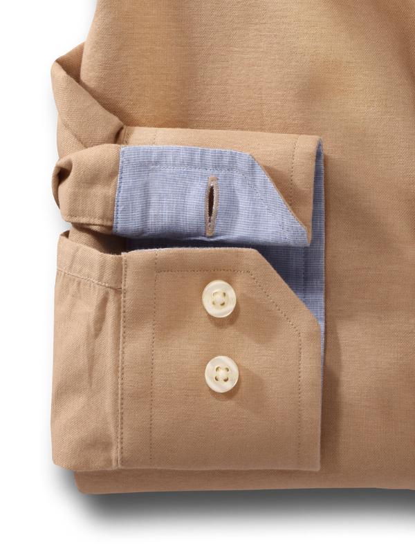 Eddie Beige Solid Full sleeve single cuff   Cotton Shirt