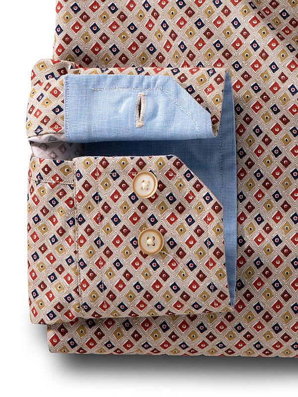 Starfire Beige Printed Full sleeve single cuff   Cotton Shirt