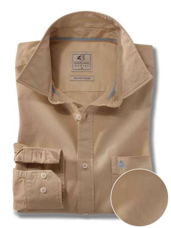 Tottenham Beige Solid Full sleeve single cuff   Cotton Shirt