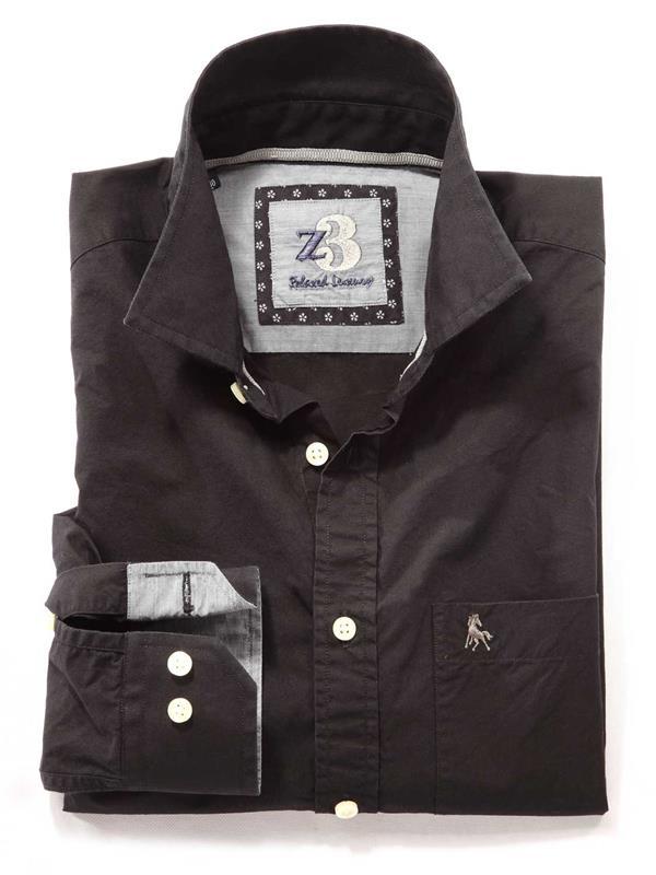 Porter Black Solid Full sleeve single cuff   Cotton Shirt