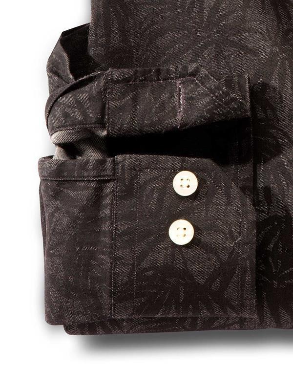 Jones Indigo Black Printed Full sleeve single cuff   Cotton Shirt