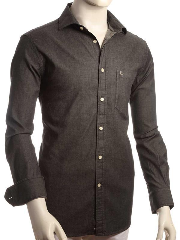 Clayton Indigo Black Solid Full sleeve single cuff   Cotton Shirt