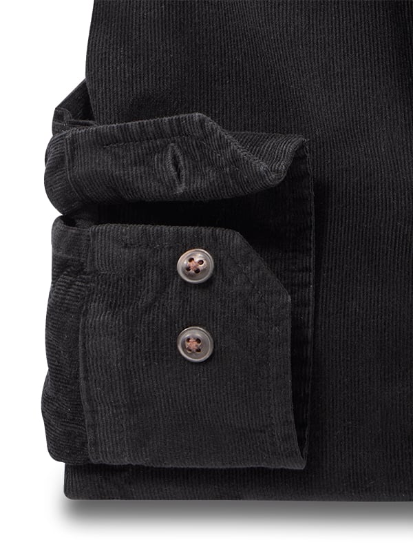 Rooney Corduroy Garment Dyed Black Full Sleeve Tailored Fit Casual Cotton Shirt