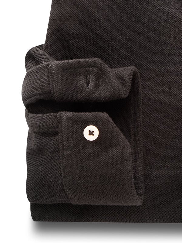 Ralph Knitted Black Solid Full Sleeve Tailored Fit Casual Cotton Shirt