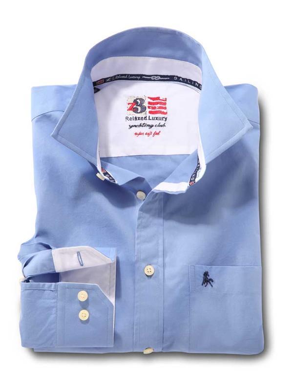 Captain Blue Solid Full sleeve single cuff   Cotton Shirt