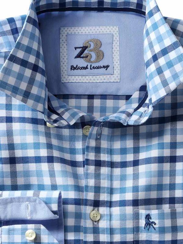 Natadola Blue Check Full sleeve single cuff   Cotton Shirt