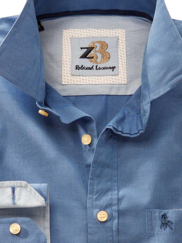 Sancho Blue Solid Full sleeve single cuff   Cotton Shirt