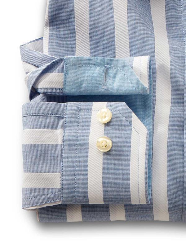 Paraiso Blue Striped Full sleeve single cuff   Cotton Shirt
