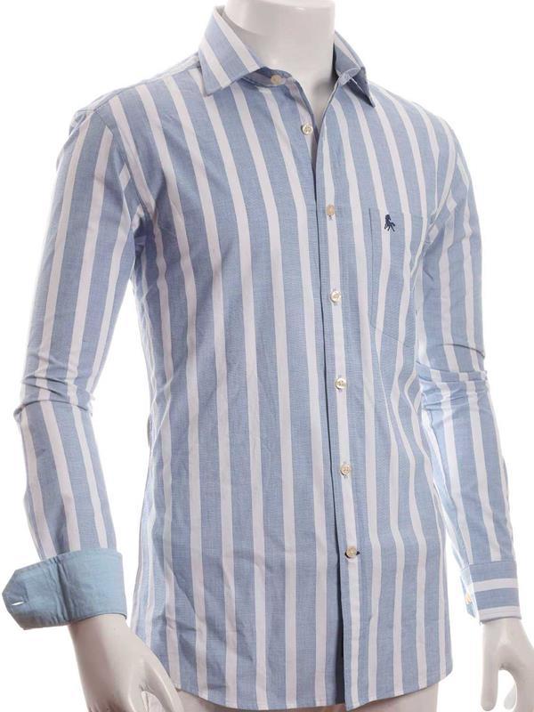 Paraiso Blue Striped Full sleeve single cuff   Cotton Shirt