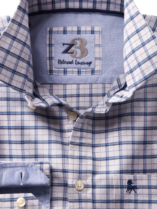 Dunham Blue Check Full sleeve single cuff   Cotton Shirt