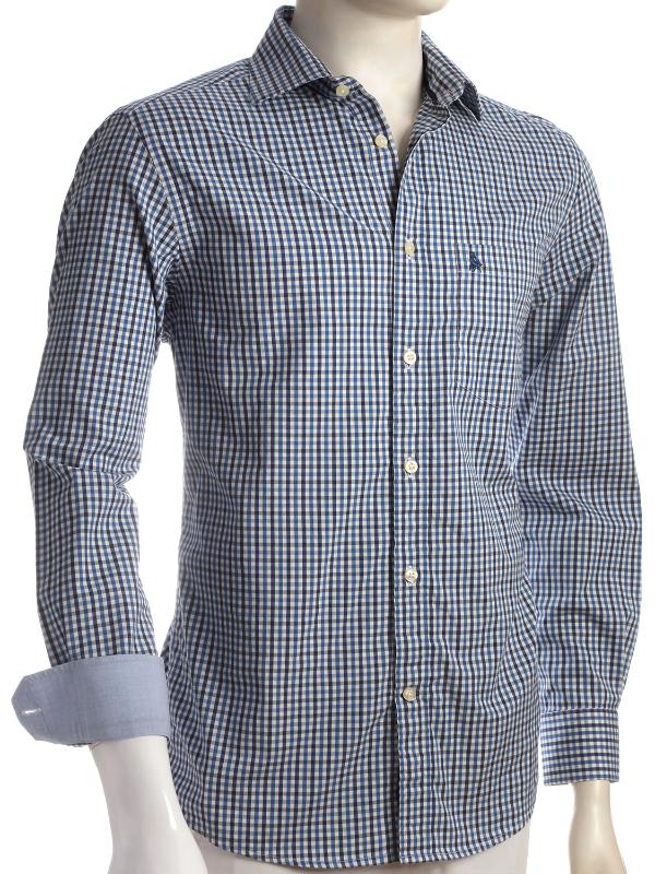 Peters Blue Check Full sleeve single cuff   Cotton Shirt