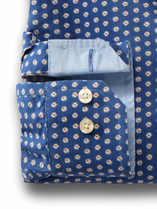 Madrid Blue Printed Full sleeve single cuff   Cotton Shirt