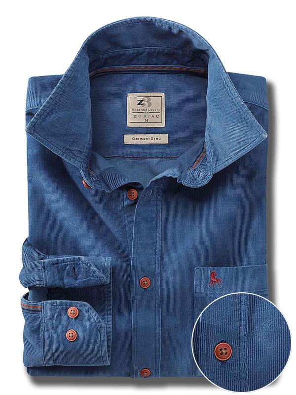 Rodeo Blue Corduroy Full sleeve single cuff   Cotton Shirt