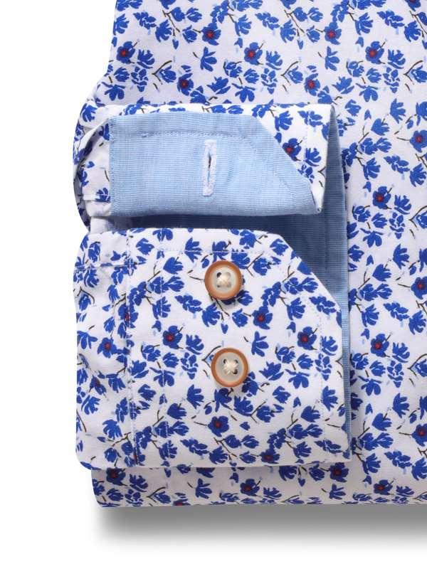 Sheffield Blue Printed Full Sleeve Tailored Fit Casual Cotton Shirt