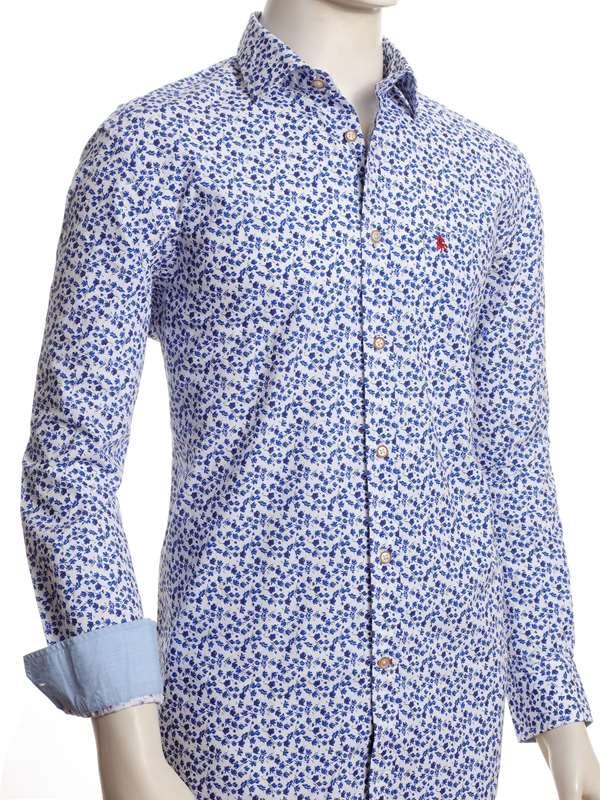 Sheffield Blue Printed Full Sleeve Tailored Fit Casual Cotton Shirt