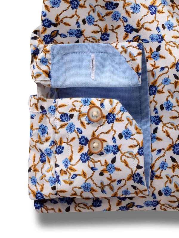 Watford Blue Printed Full sleeve single cuff   Cotton Shirt