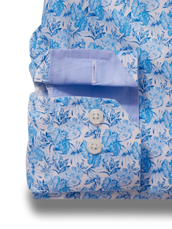 Soler Blue Printed Full Sleeve Tailored Fit Casual Cotton Shirt