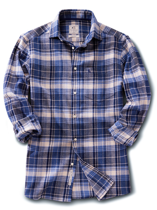Keane Twill Blue Check Full Sleeve Tailored Fit Casual Cotton Shirt