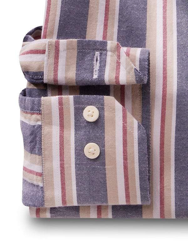 Dion Oxford Blue Striped Full Sleeve Tailored Fit Casual Cotton Shirt