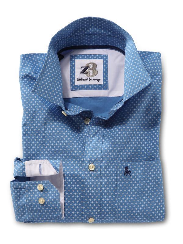 Lager Blue Printed    Cotton Shirt