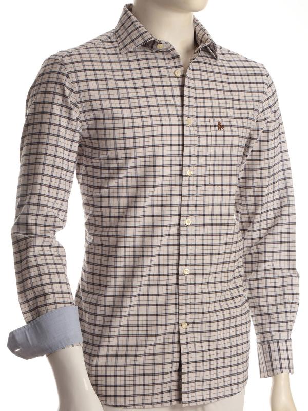 Dunham Brown Check Full sleeve single cuff   Cotton Shirt