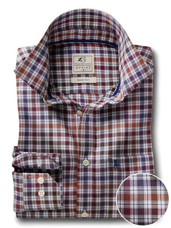 Sheringham Twill Brown Check Full Sleeve Tailored Fit Casual Cotton Shirt