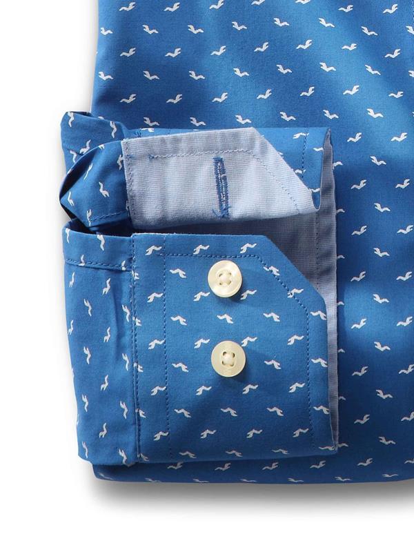 Dove Cobalt Printed Full sleeve single cuff   Cotton Shirt