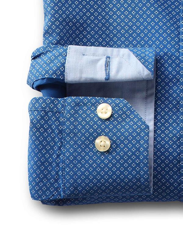 Federer Cobalt Printed Full sleeve single cuff   Cotton Shirt