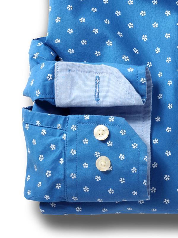 Aguero Cobalt Printed Full sleeve single cuff   Cotton Shirt