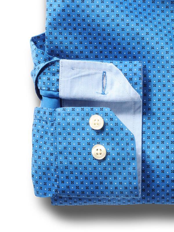 Modric Cobalt Printed Full sleeve single cuff   Cotton Shirt