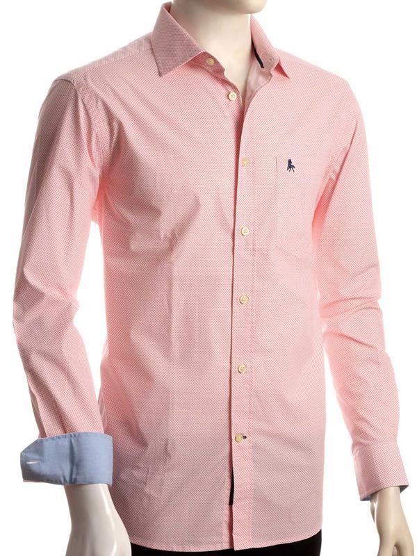 Siesta Coral Printed Full sleeve single cuff   Cotton Shirt