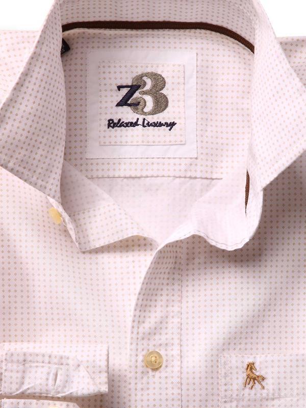 Ale Cream Printed Full sleeve single cuff   Cotton Shirt