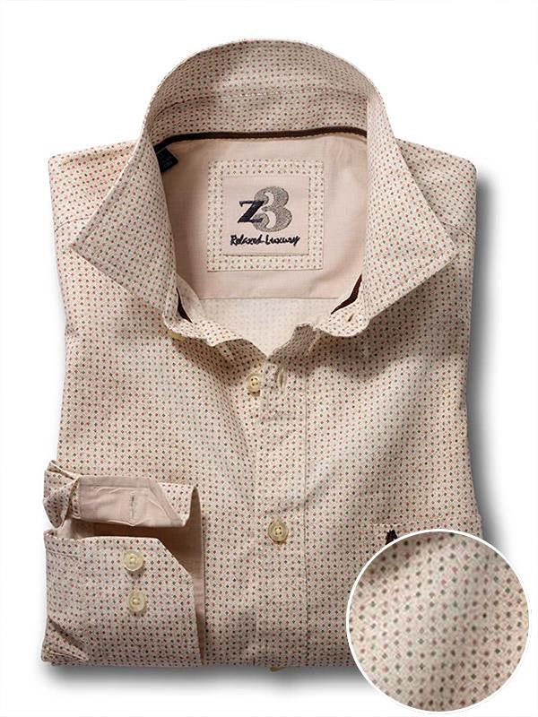 Ozil Cream Printed Full sleeve single cuff   Cotton Shirt
