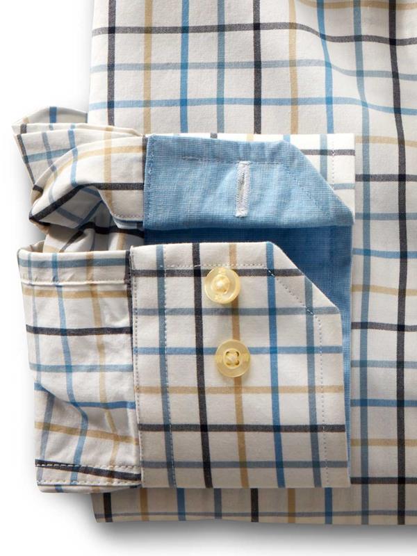 Bavaro Cream Check Full sleeve single cuff   Cotton Shirt