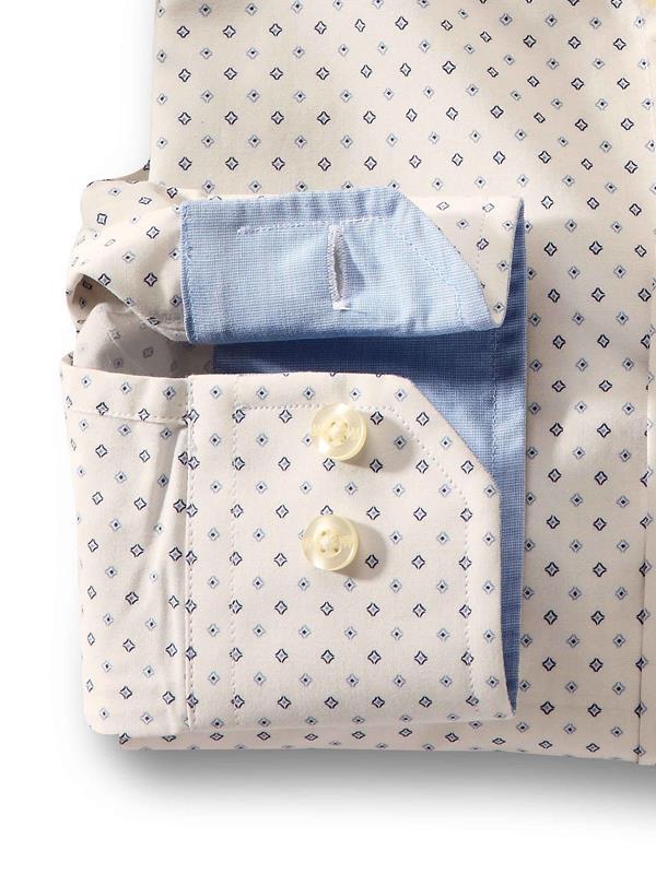 Sampras Ecru Printed Full sleeve single cuff   Cotton Shirt