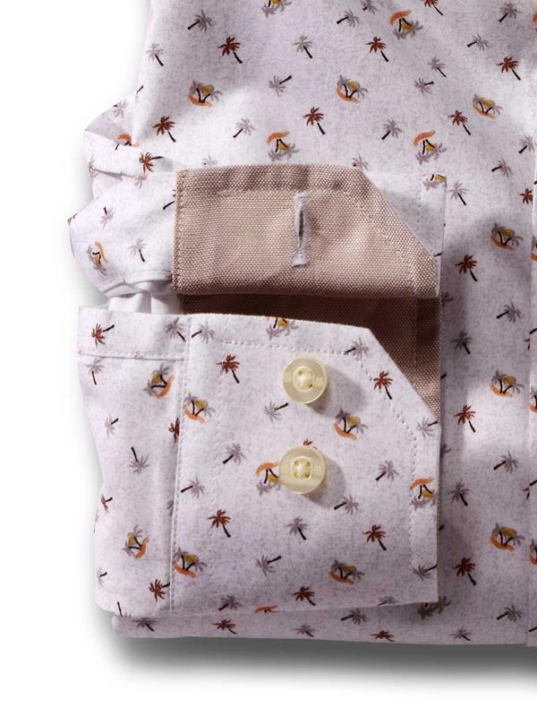 Island Ecru Printed    Cotton Shirt