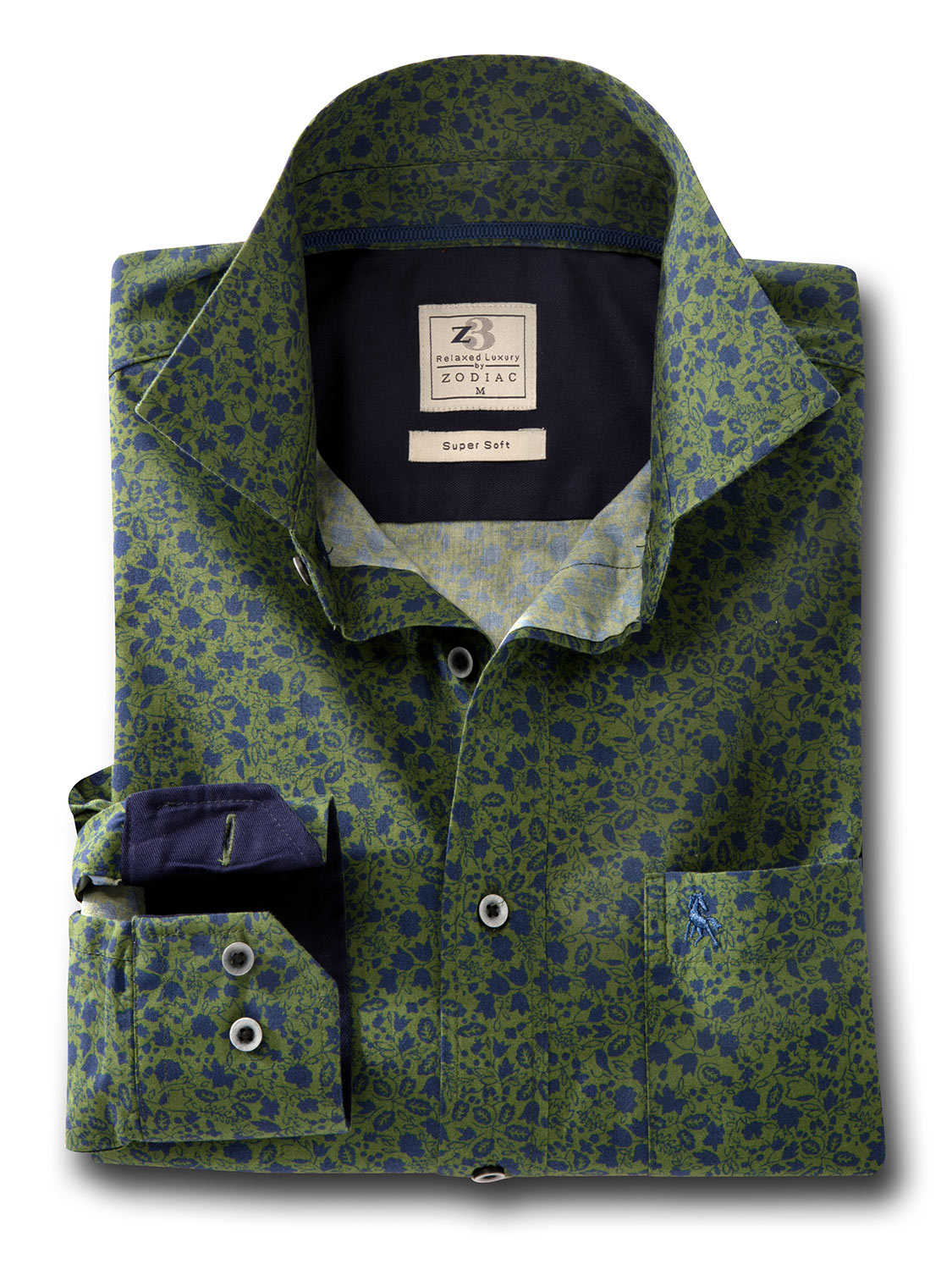 Collins Green Printed Full Sleeve Tailored Fit Casual Cotton Shirt
