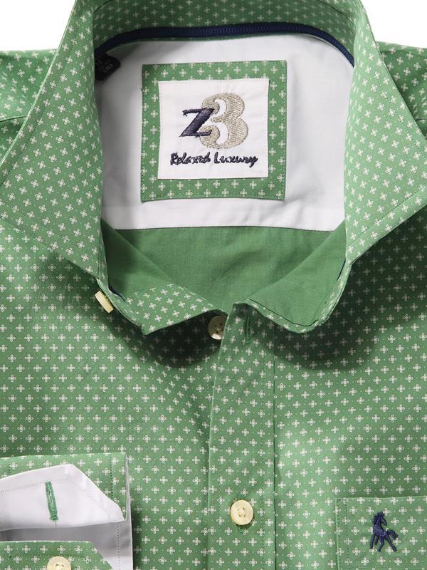 Lager Green Printed    Cotton Shirt
