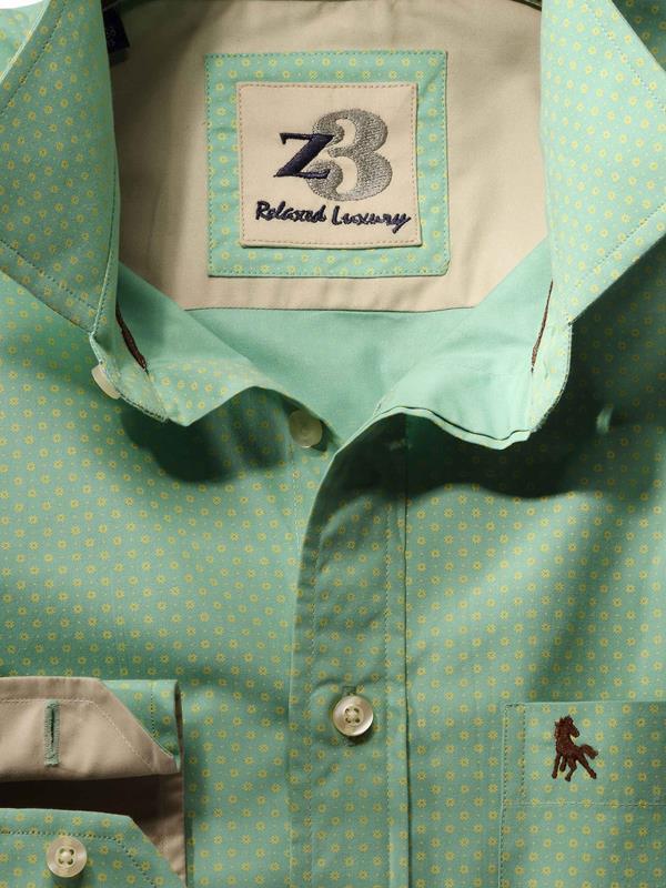 Nadal Green Printed Full sleeve single cuff   Cotton Shirt