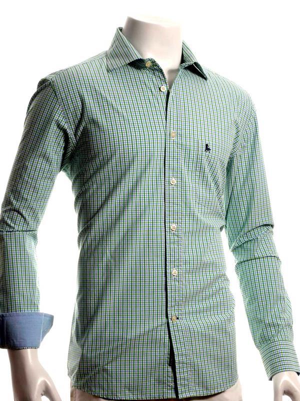 Wayne Green Check Full sleeve single cuff   Blended Shirt