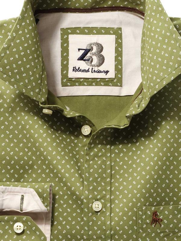 Aaron Green Printed Full sleeve single cuff   Cotton Shirt