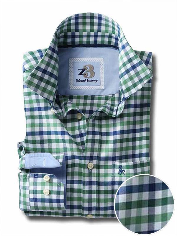 Natadola Green Check Full sleeve single cuff   Cotton Shirt