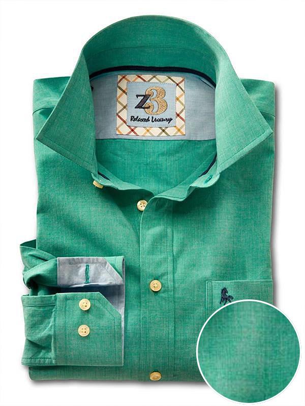 Sancho Green Solid Full sleeve single cuff   Cotton Shirt