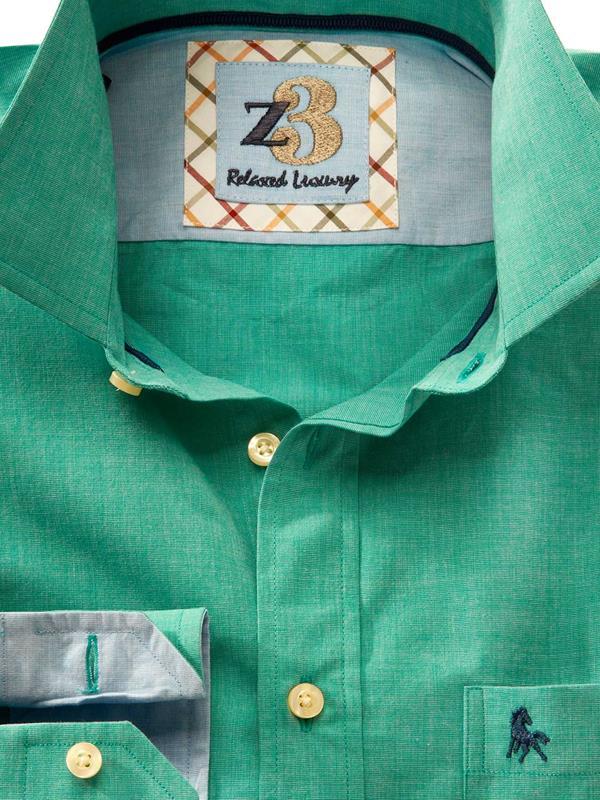 Sancho Green Solid Full sleeve single cuff   Cotton Shirt