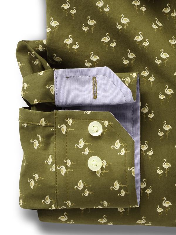 Flamingo Green Printed Full sleeve single cuff   Cotton Shirt