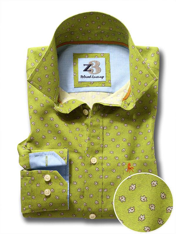 Maple Green Printed Full sleeve single cuff   Cotton Shirt
