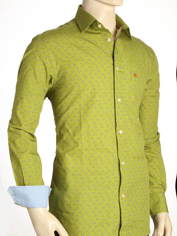 Maple Green Printed Full sleeve single cuff   Cotton Shirt