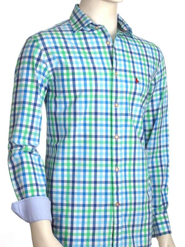 Arsenal Green Check Full Sleeve Tailored Fit Casual Cotton Shirt
