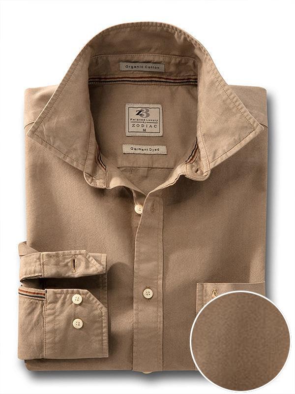 Ramos Khaki Solid Full sleeve single cuff   Cotton Shirt